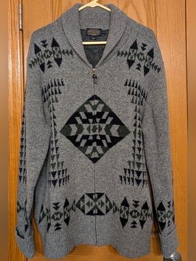 EUC Pendleton Basket Maker Aztec Cowichan Shawl Zip Cardigan Men's XL